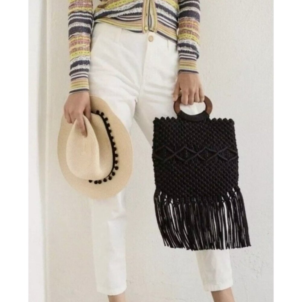 Nwt Danielle Nicole Black Macrame Crossbody Bag W… - image 3